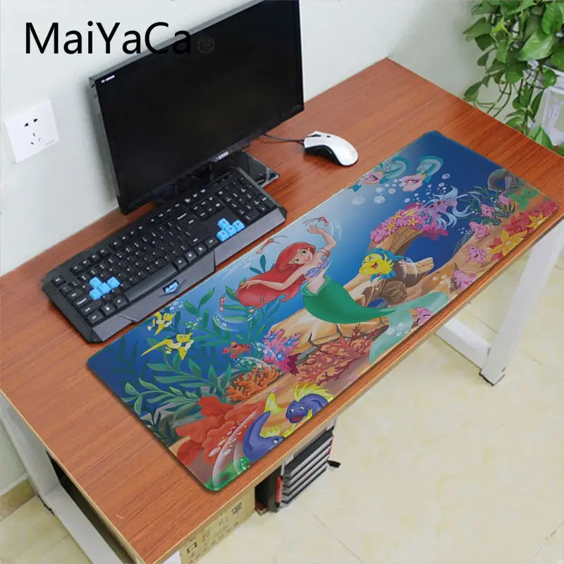 Lock Edge 30X70cm Maiyaca Принцесса Ариэль Русалочка анти-скольжение прочный резиновый Аниме Коврик для мыши 700x300 мм геймер большой Офисный Компьютерный стол коврик - Цвет: Lock Edge 30X70cm