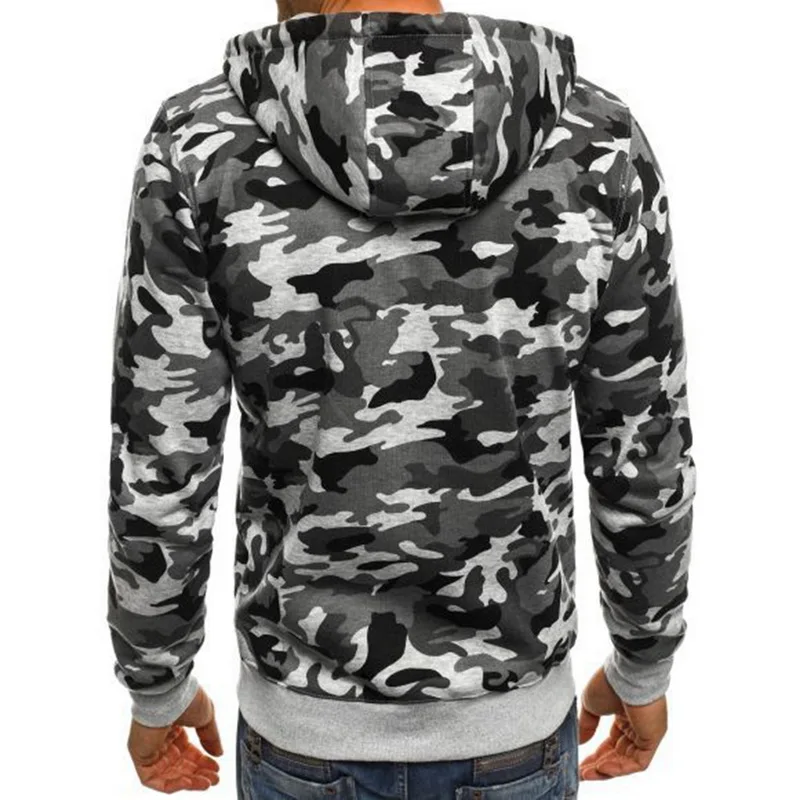 Laamei модные Для мужчин с длинными рукавами капюшоном CamouflageJacket плюс бархат Бейсбол
