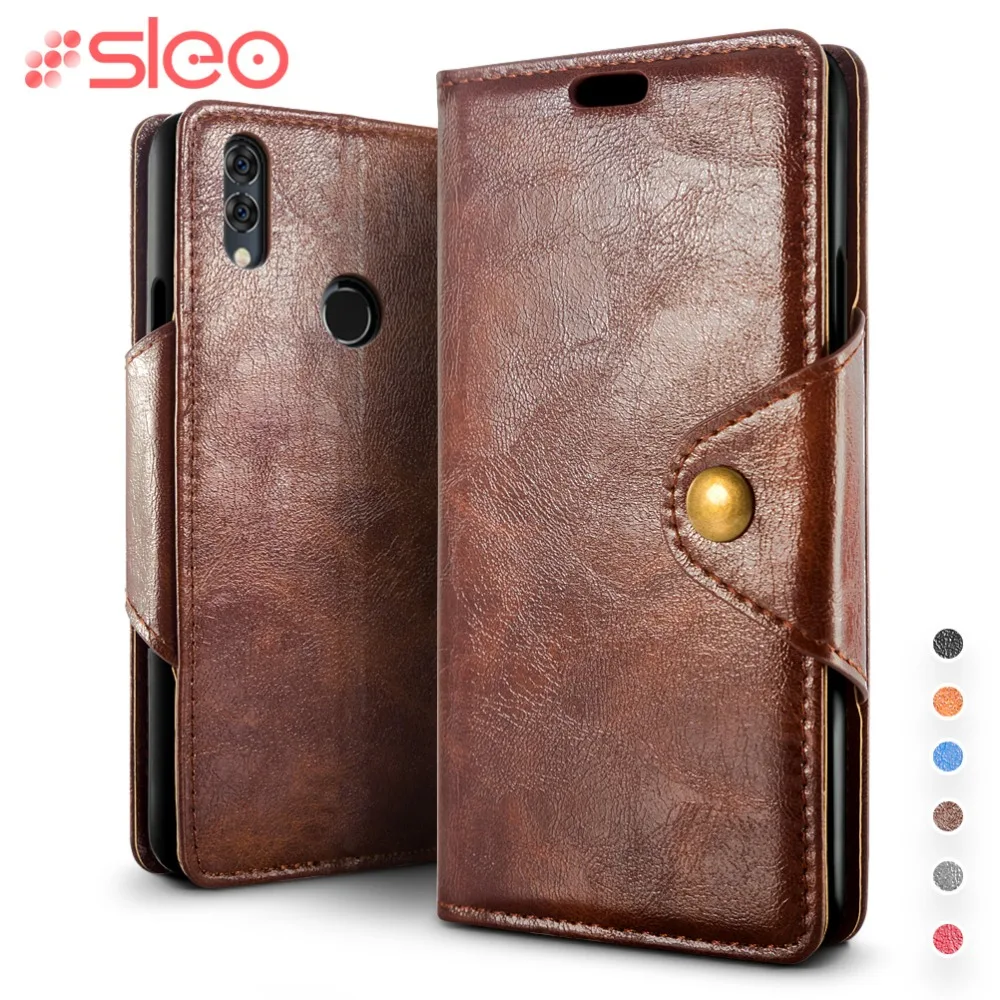 SLEO ретро кожаный чехол для Alcatel 5 В Бумажник Стенд флип Бизнес случае с держатель