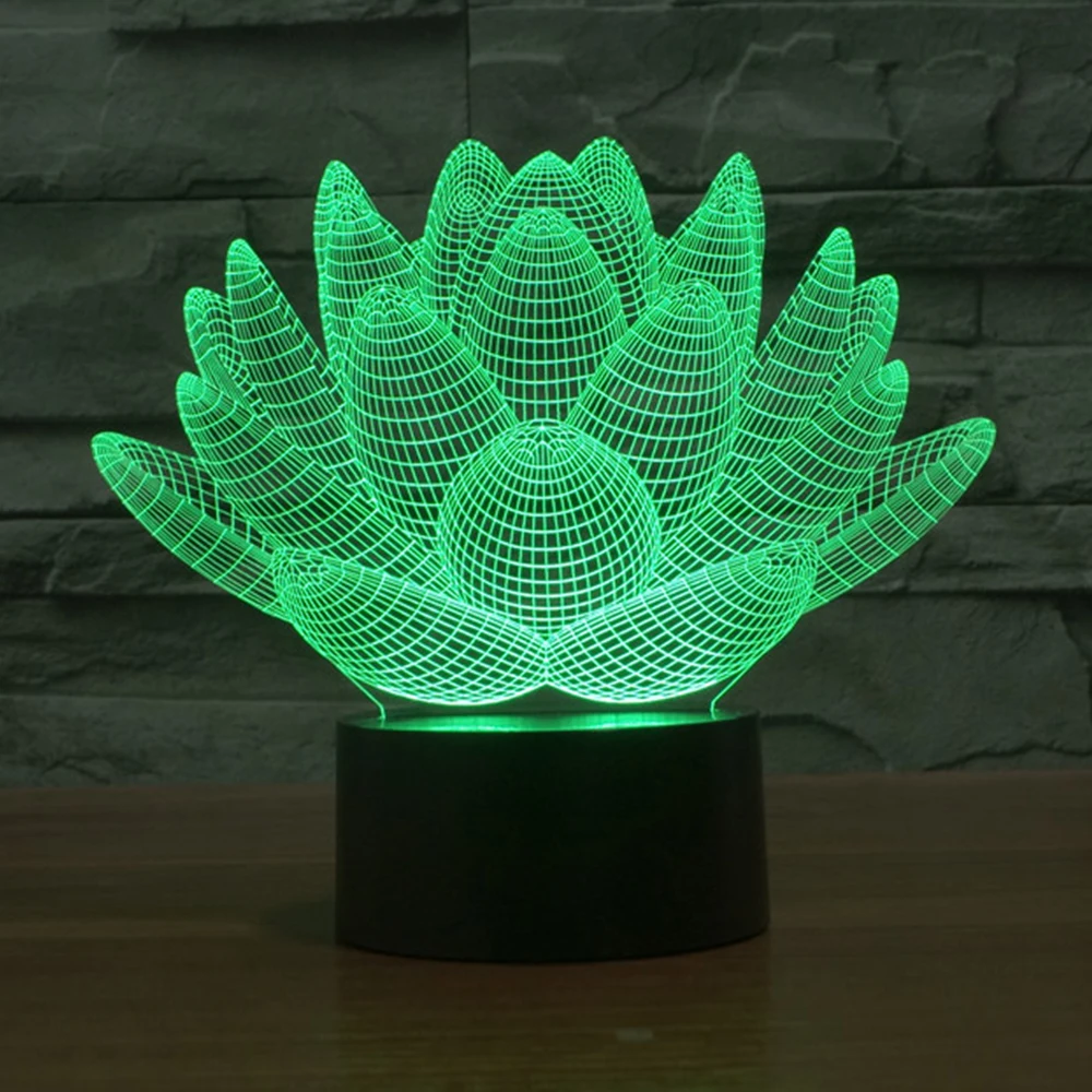 Lotus Flower 3D LED Ночник Новинка Bulbing USB сенсорный выключатель настольная лампа Luminaria de