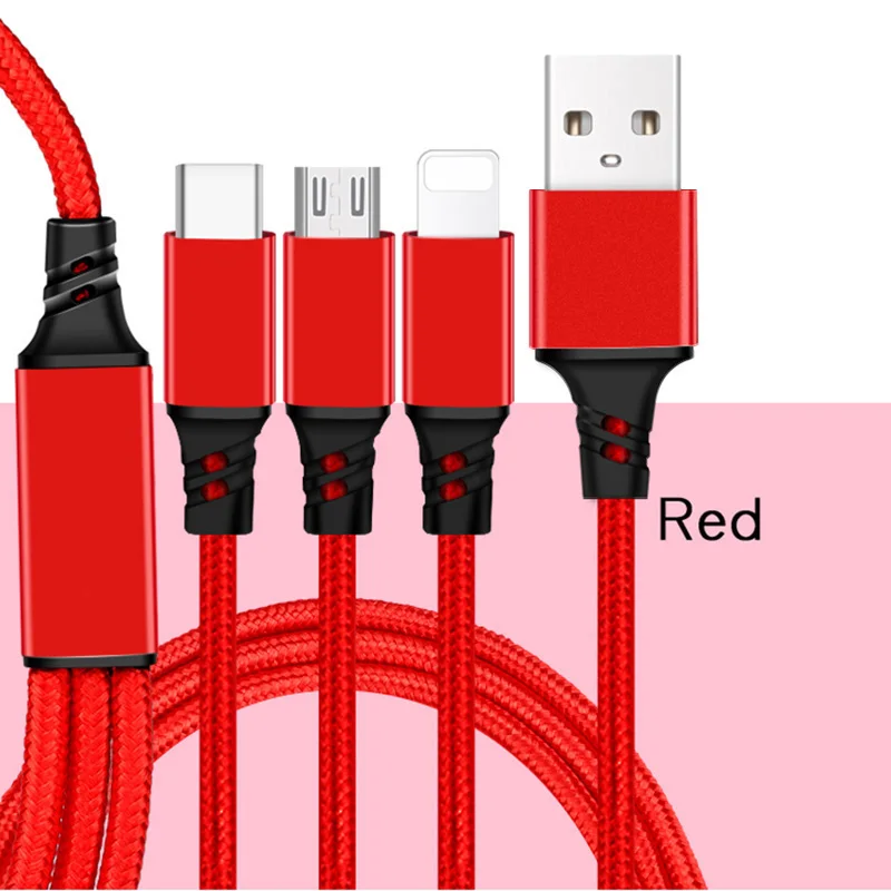 2/3 в 1 кабель зарядного устройства для iPhone 6 S 6 S 5 5S SE 7 8 Plus X XR XS Max Micro USB Microusb type C для huawei Xiaomi 3 в 1 провод шнур