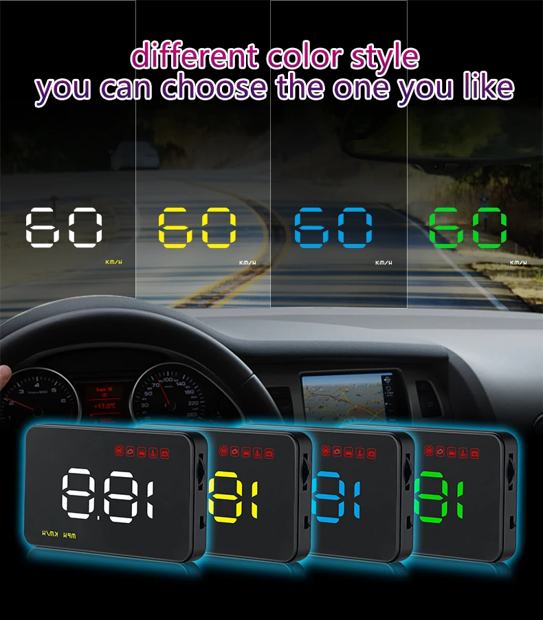 Цифровой Автомобильный спидометр KUNFINE OBD2 с HUD дисплеем на лобовое стекло