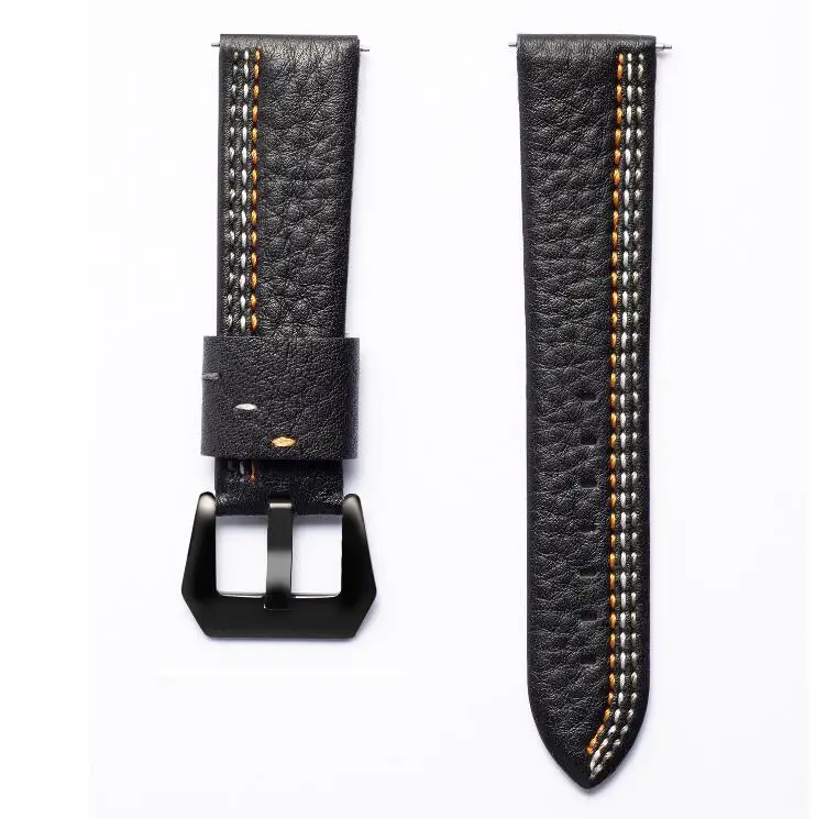 Amazfeel ремешок для оригинальных Xiaomi Huami Amazfit Stratos 2 наручные часы на кожаном ремешке Amazfit 2 Pace ремешок 22 мм samsung S3 браслет - Цвет: Black