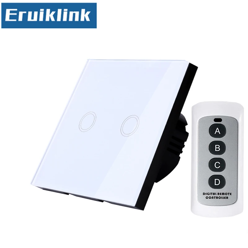 EU/UK Standard Light Remote Control Switch 2 Gang 1 Way Crystal Glass Panel Wall +LED backlight Comaptible Broadlink Pro | Обустройство