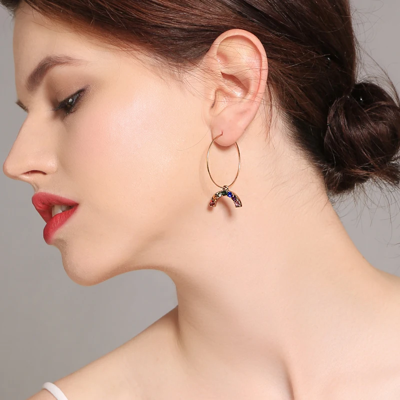 The Hottest More Choice Star Moon Semi-Round Annularity Drop Earrings Colours Rose Transparent Red Black Unique Custom Jewelry | Украшения