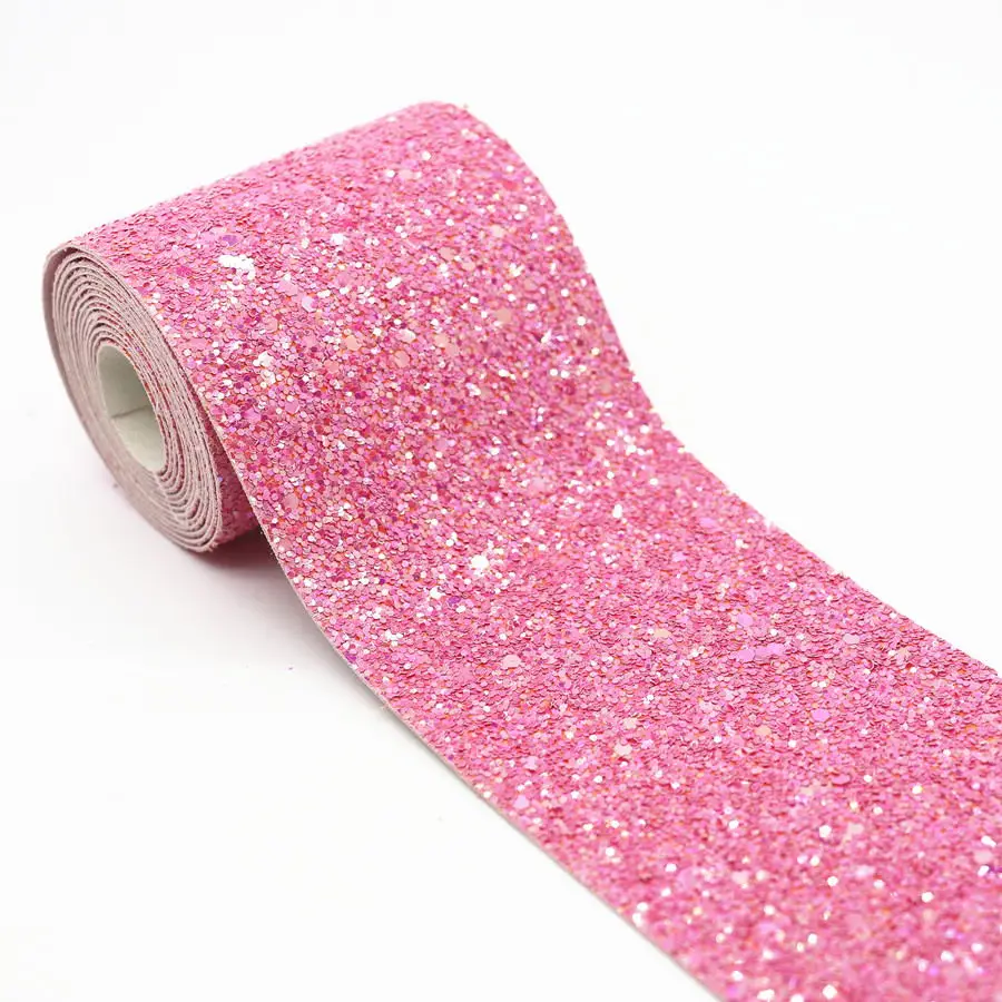 Hot pink 2 ярда " 75 мм массивная Блестящая лента карамельного цвета с блестками для волос ручной работы материалы для украшения M19052702 - Цвет: Hot pink