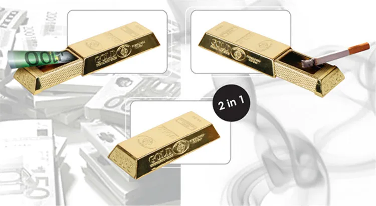 2 в 1 Мини Портативный бык Защита окружающей среды имитация золота пепельница из