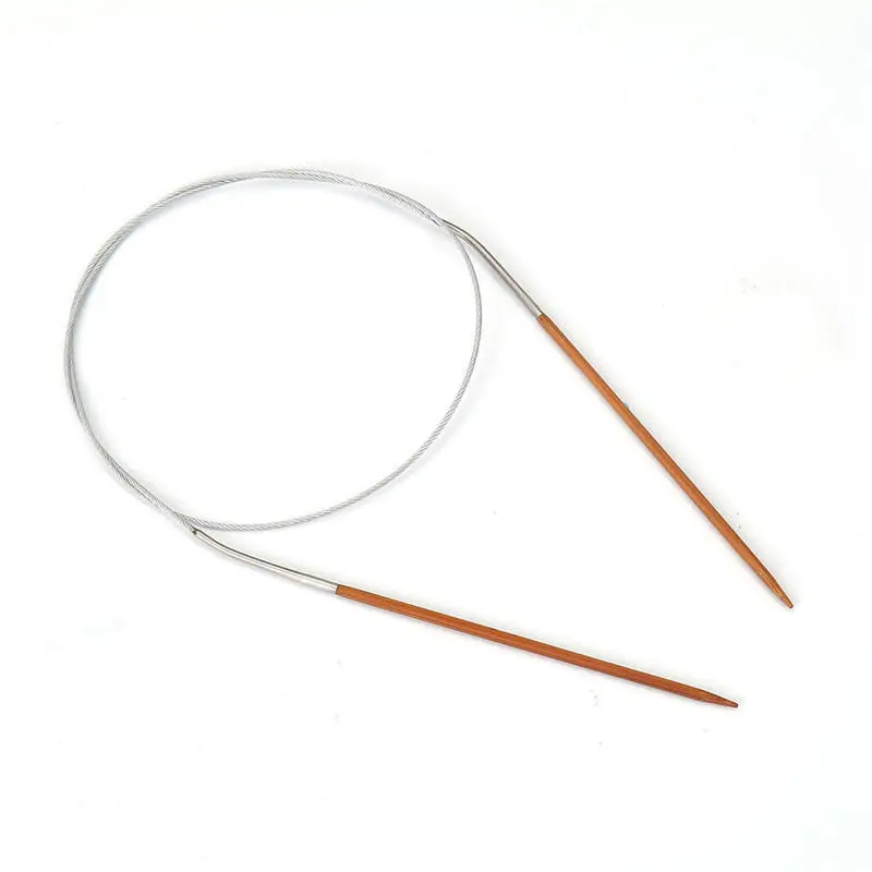 

New 3 mm Bamboo & Stainless Steel Circular Knitting Needles Hand Sewing Needles Tool Crochet Hooks 80 cm(31 4/8") long, 1 Pair