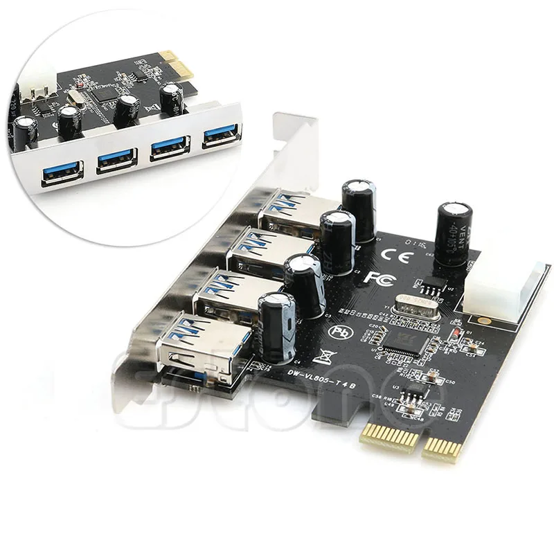 4 порта PCI-E к USB 3 0 концентратор PCI Express адаптер расширения карты 5 Гбит/с скорость