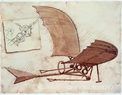 

Современная живопись для столовой Летающая машина Leonardo Da Vinci высокое качество ручная роспись