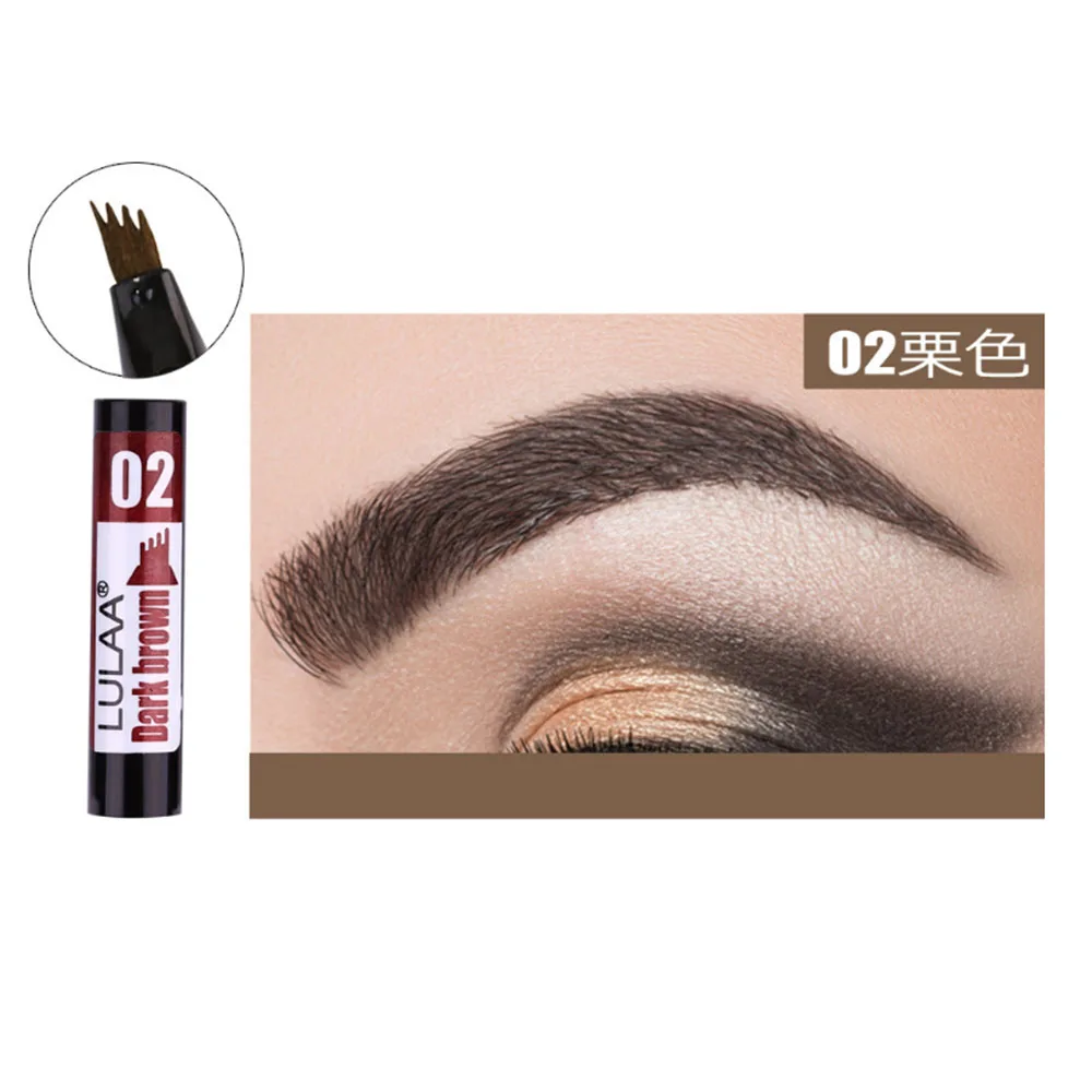 dark brown 4 цвета, микроблейдинг, тату-ручка для бровей, 4 головки, тонкий эскиз, жидкий карандаш для бровей, водостойкий, тату, карандаш для бровей, защита от пятен - Цвет: dark brown