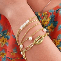 chicvie handmade cowrie shell bracelets bangles for women charm chain bracelet bohemian trendy jewelry making bracelet sbr190090