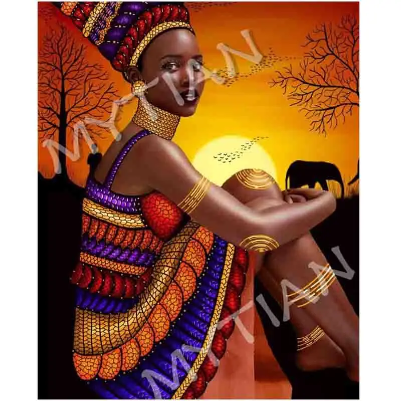 African woman wedding decor Embroidery Pattern resin full square/round diamond 5D DIY paintings 3D Cross stitch mosaic sticker | Дом и сад