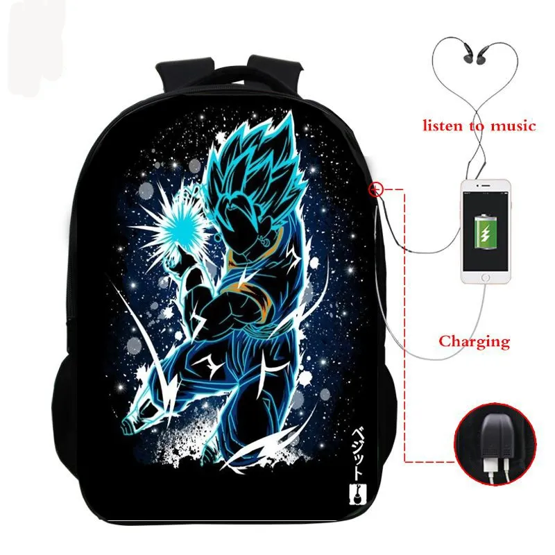 Dragon Ball Z Super Mochila рюкзак с Гоку для наушников школьные сумки дорожные сумки Повседневная сумка для книг usb зарядка SAC A DOC - Цвет: 11