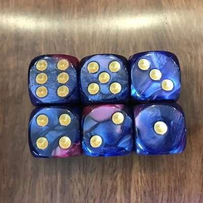 6 шт./лот, новинка, двойной цвет, смешанная серия D6, игральные кости, шестигранные, забавные, вечерние, для клуба, паба, настольные игры, 16 мм, аксессуары - Цвет: Purple Blue