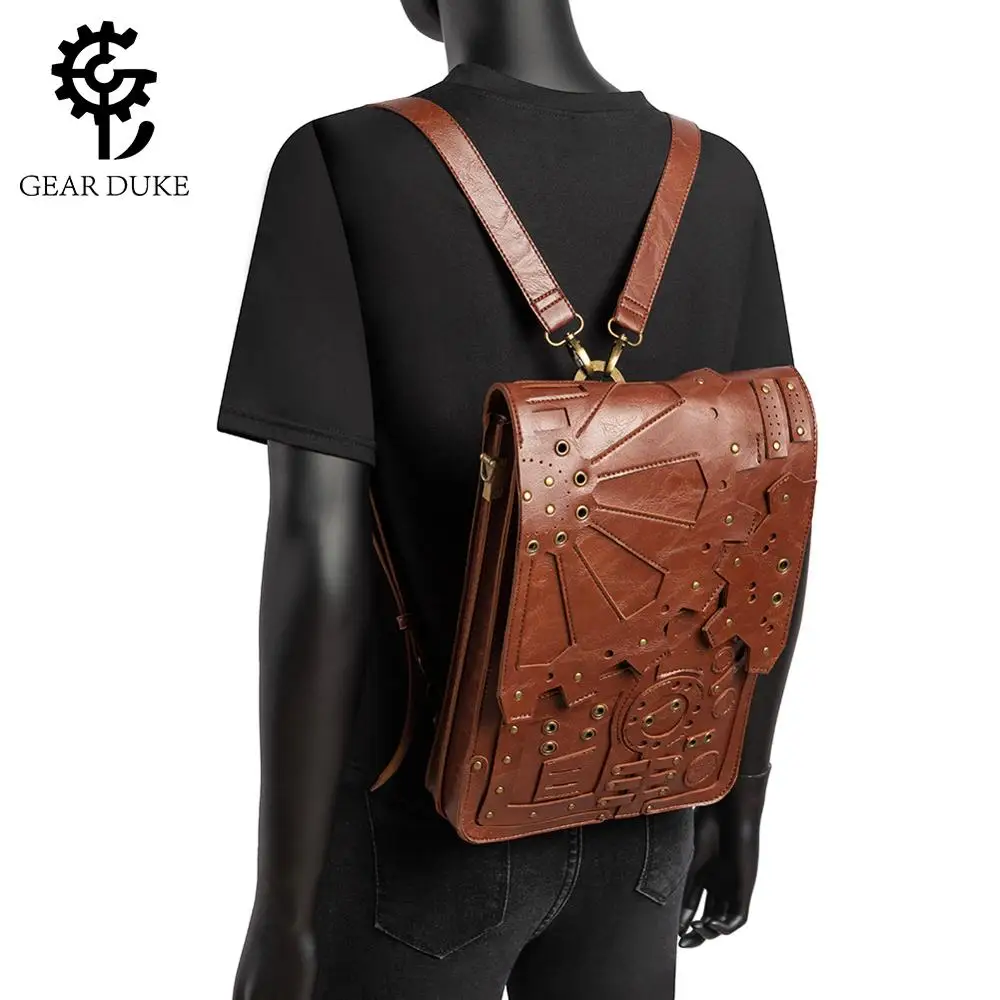 

GearDuke Vintage Shoulder Bag Women Backpack Steampunk Backpacks for School Teenagers Girls Rivet Casual Daypack Travel Rucksack