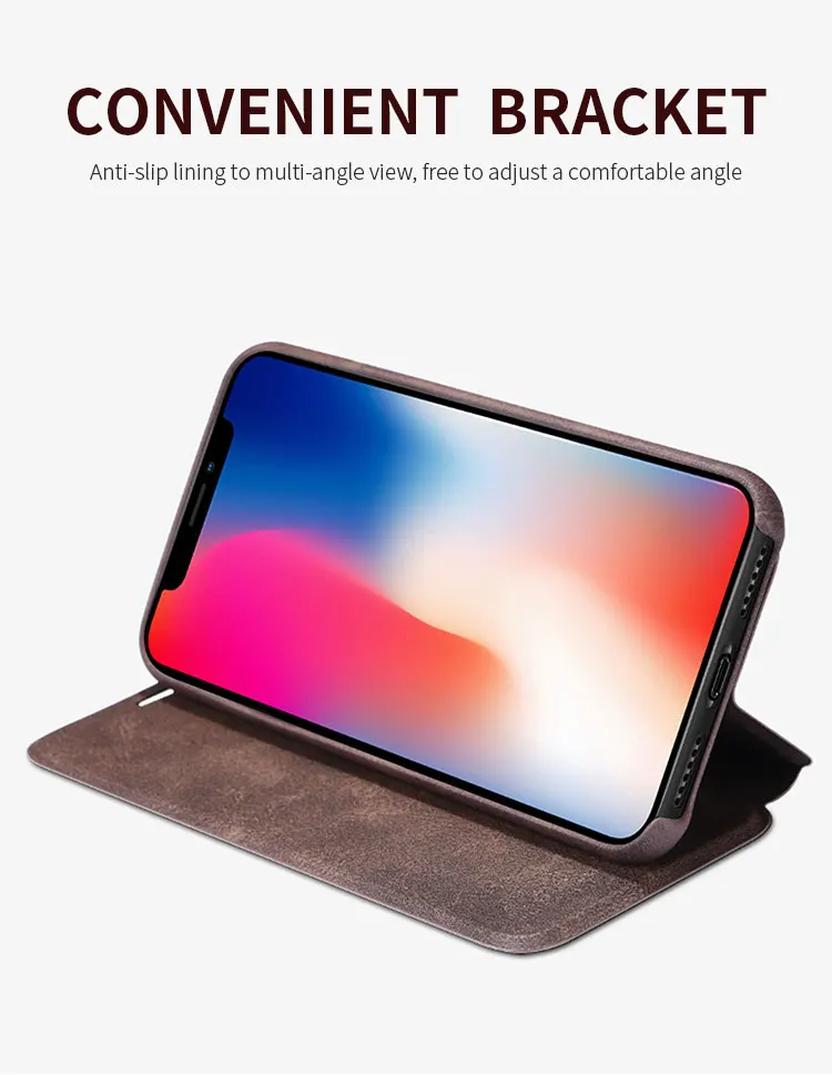 Винтажный кожаный флип-чехол X-Level для телефона iPhone X чехол XS Ультратонкий
