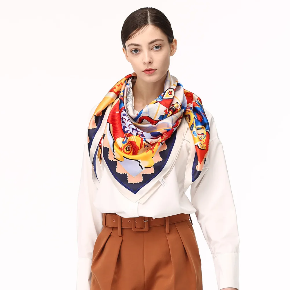 Luxury Brand 100% Silk scarf women Fashionable designer silk bufanda muslim square head elegant lady infinity shawl | Аксессуары для