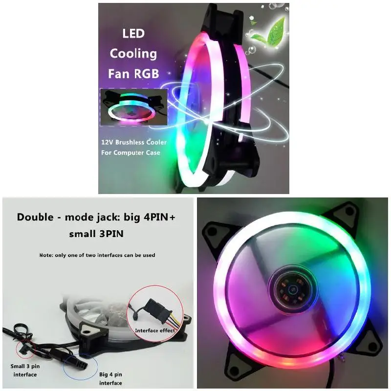 120 мм светодиодный вентилятор охлаждения 12V 4Pin для 3Pin цветная(RGB) Крайне низкий уровень шума компьютера ПК Процессор кулер EM88