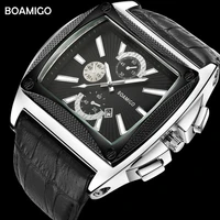 boamigo mens watches brand quartz watches men leather auto date wristwatches fashion style black wrist watch relogio masculino