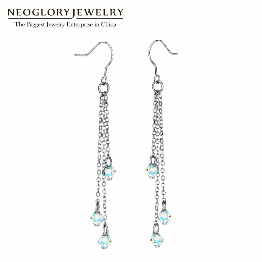 Серьги-подвески Neoglory для женщин элегантные серьги-подвески с длинными