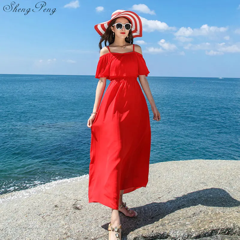 Летнее женское сексуальное пляжное мексиканское длинное платье Глубокий Бохо