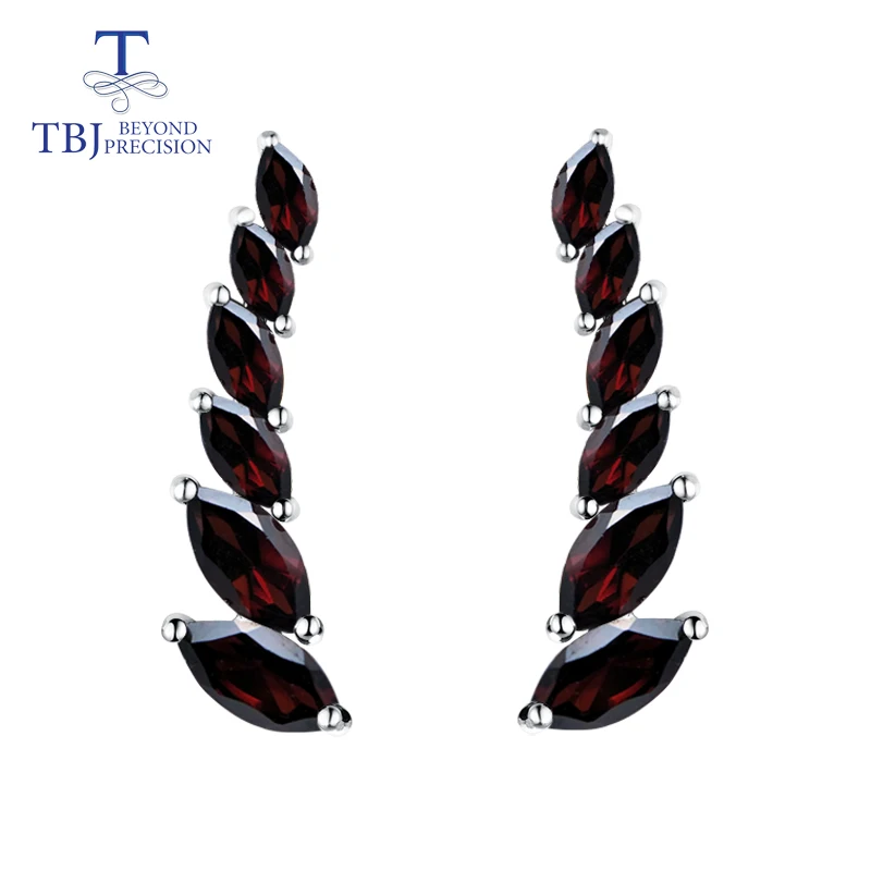 garnet earring TBJ, натуральный драгоценный камень гранат Серьги с простым дизайном серебро 925 пробы ювелирные украшения для женщин Черная пятница или Рождественский подарок - Цвет камня: garnet earring