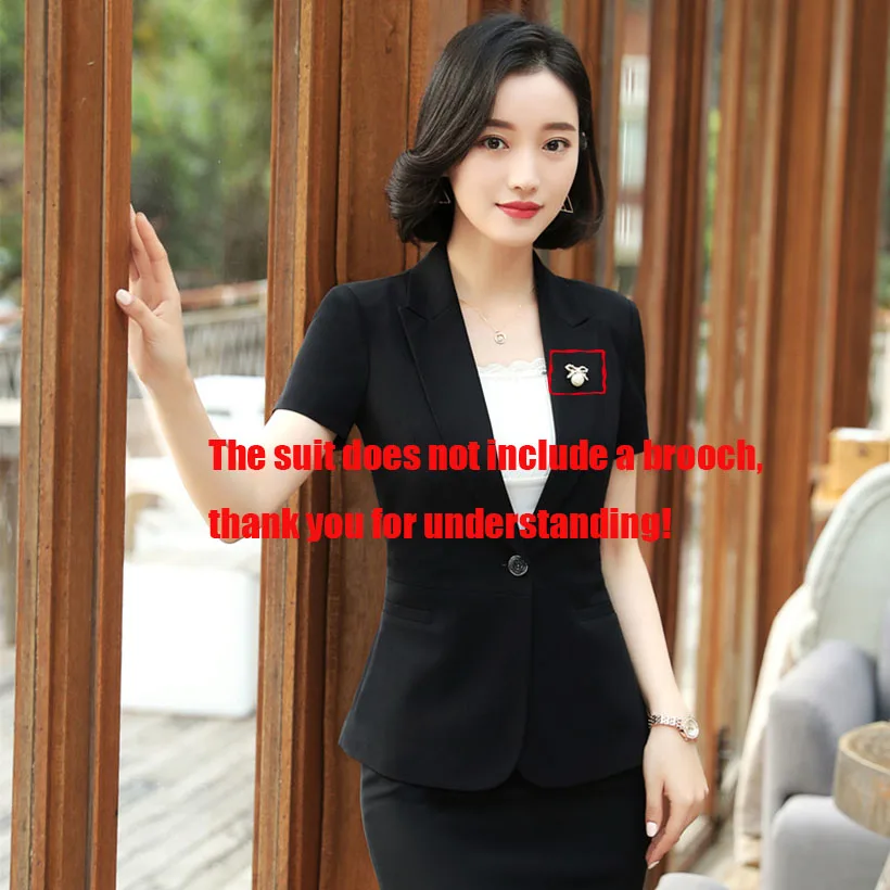 

Women Office Uniform Designs Sets Elegant Skirt Suits Women Mini Skirt Professional Ol Solid Color Blazer + Skirt Suit Femme