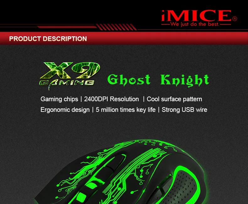 Игровая мышь iMice, Проводная компьютерная мышь, USB Gamer iMice, 5000 dpi, PC Mause, 6 кнопок, эргономичная Волшебная игровая мышь X9 для ноутбука