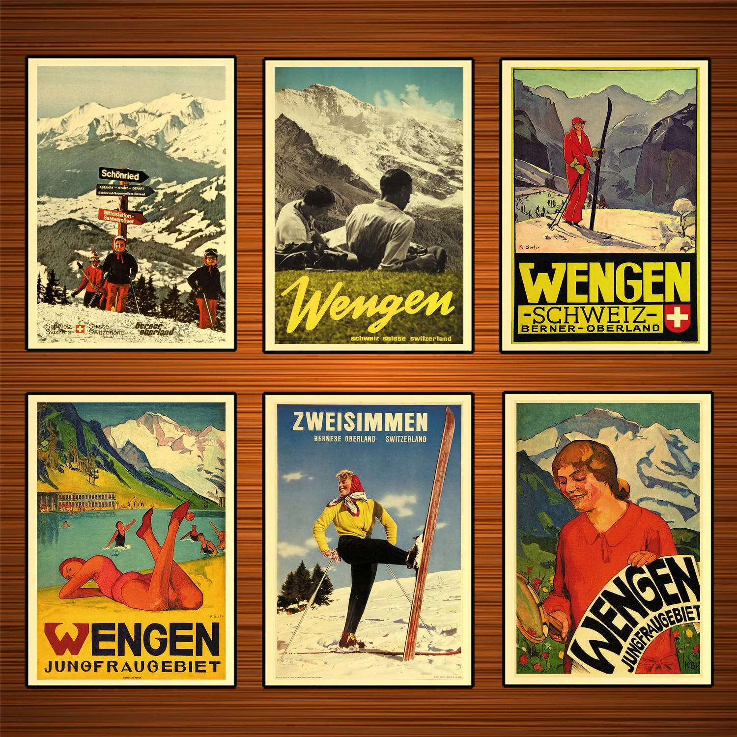 Швейцария Берн туристические плакаты Wengen Jungfraugebiet классические настенные