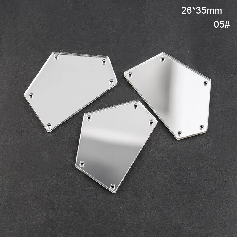 26x35mm-05 100 шт/партия Популярные Акриловые зеркальные пришивные стразы с отверстиями с плоской задней блестящей пришитой камнями для украшения платья - Цвет: 26x35mm-05