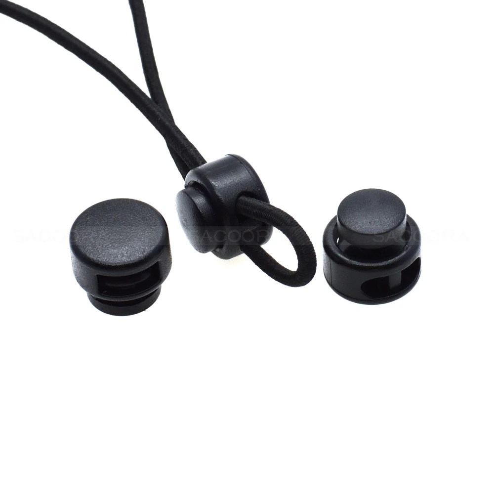 

Cord Lock Round Ball Toggle Stopper Plastic Size:13mm*11mm Toggle Clip Black