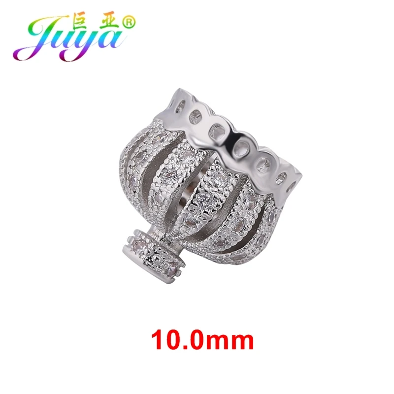10mm White Gold Juya DIY Ювелирные изделия с кистями компоненты микро проложить Циркон креативная Корона бусина шапки Аксессуары для рукоделия ювелирные изделия с кистями решений - Цвет: 10mm White Gold