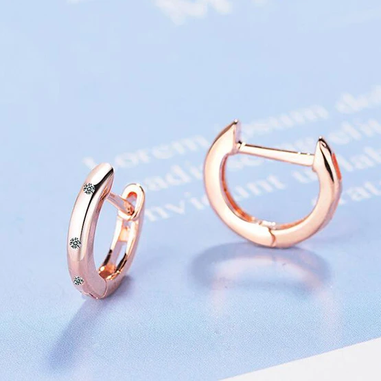 EH378R Посеребренные серьги Huggies Zircon Eye, миниатюрные тонкие маленькие круглые стразы, серьги-кольца для женщин, модные ювелирные изделия - Окраска металла: EH378R