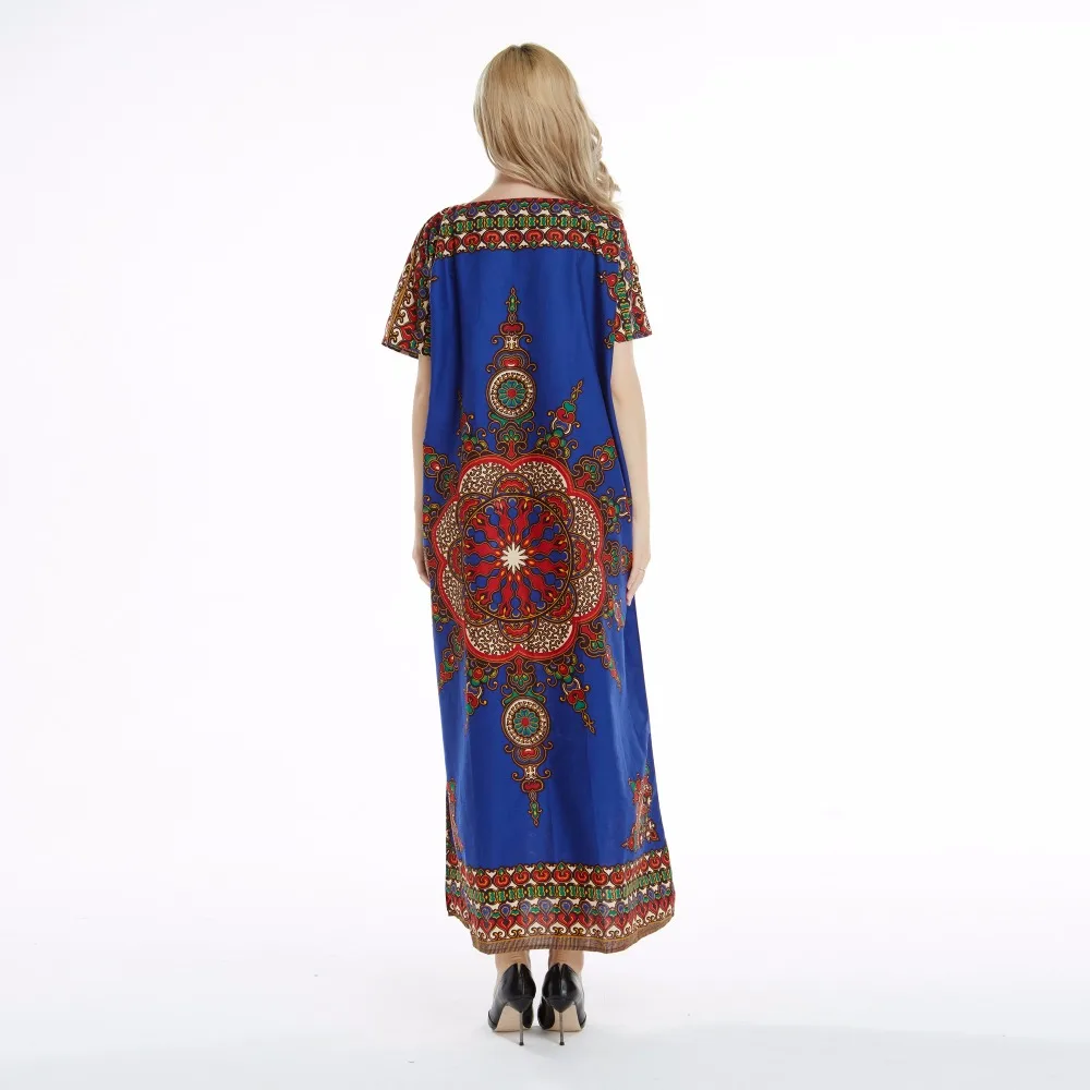 Dashikiage 100% Cotton New Arrival Blue Women's African Sun Print Dashiki Stunning elegant Ladies Dress | Женская одежда