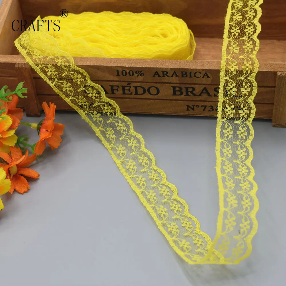 yellow 27 цвет! 10 ярдов Высокое качество кружева ленты DIY одежды, свадебное платье, украшения ювелирных изделий - Цвет: yellow