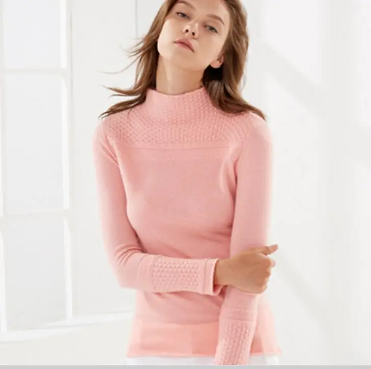 100 cashmere overcoat Pink Sweater Women Fashion Turtleneck Pullover Solid Natural Fabric High Quality Free Shipping | Женская одежда
