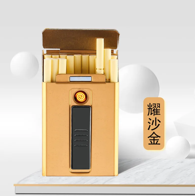 Чехол для сигарет с USB зажигалкой, коробка для сигарет 6 мм, тонкие сигареты для женщин и мужчин, 14 шт., 6 мм, тонкие сигареты 85s DH9011