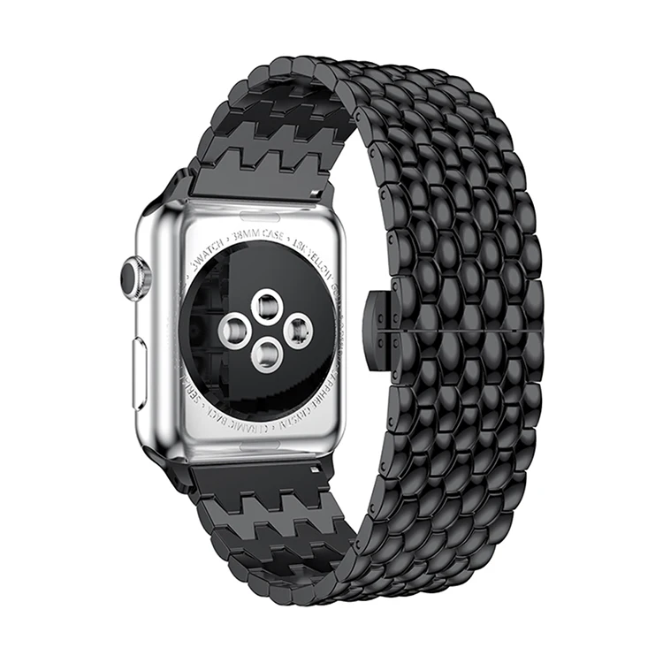 Ремешок из нержавеющей стали для Apple Watch 38 мм 42 мм металлический сменный Браслет для Apple Watch 4 5 ремешок 44 мм 40 мм ремешок серии 5 - Цвет ремешка: black