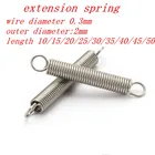 10 шт.лот 0,3x2 мм 0,3 мм удлинительная пружина из нержавеющей стали с крючком удлинительная пружина длиной от 10 мм до 50 мм