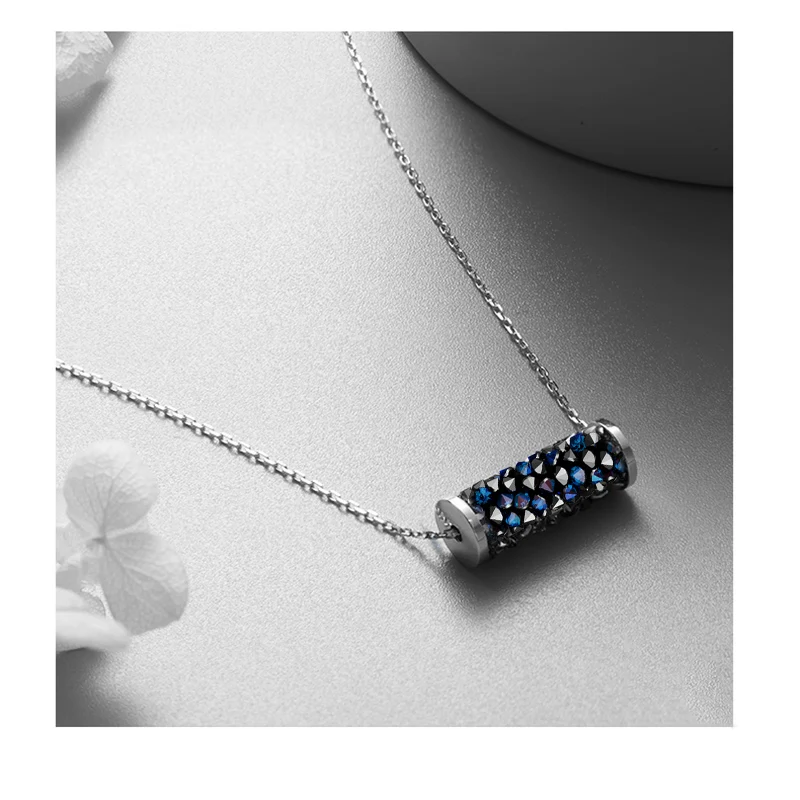 BAFFIN Изящные камни труба кулон ожерелье колье синие кристаллы от Swarovski для женщин Свадебный праздник серебряный цвет DIY ювелирные изделия