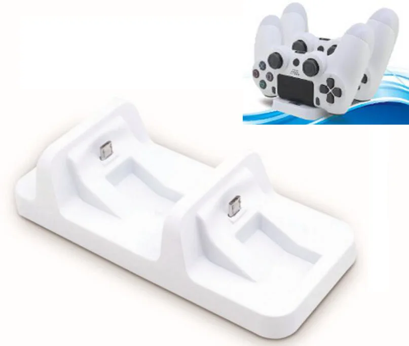 Белая двойная зарядная док станция для PS4 P4 беспроводное зарядное устройство