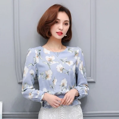 2017 для женщин Сладкий Бабочка рукавом цветочный принт рубашка Винтаж Стенд