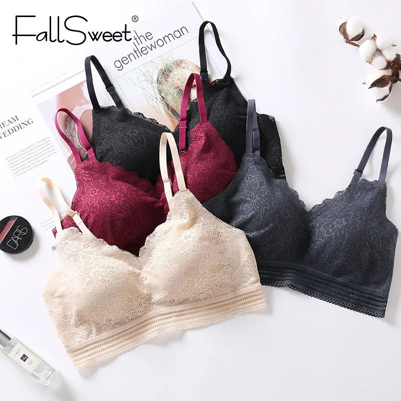 Женский кружевной бюстгальтер-бралетт FallSweet мягкий бюстгальтер-топ без косточек