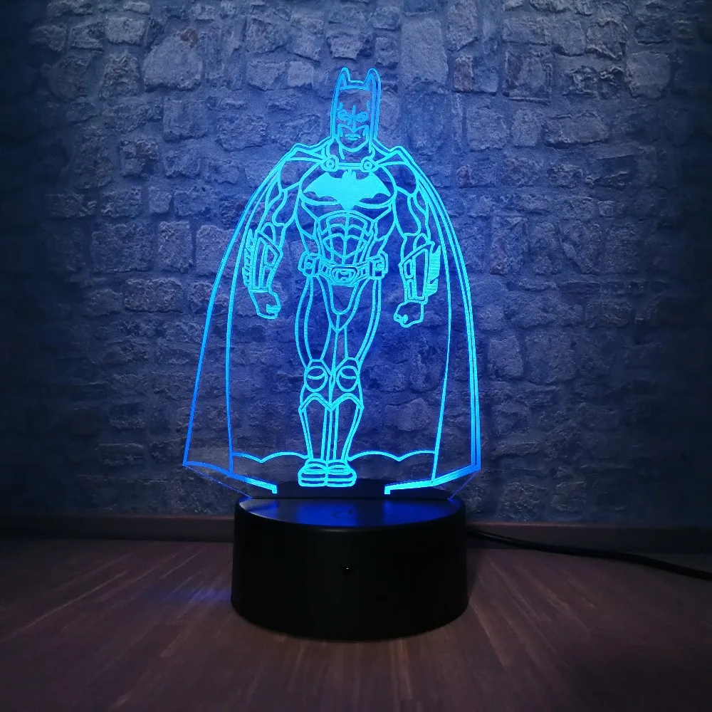 Marvel фигурка Бэтмен ночной Светильник 3D LED Настольная лампа Детские прикроватные