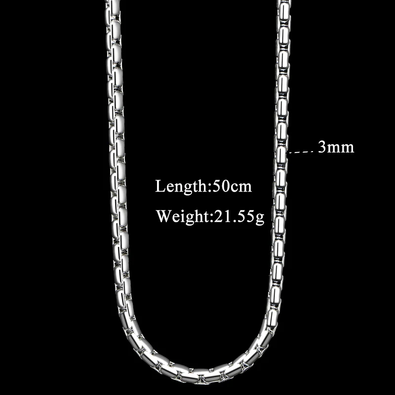 CHUKUI Mens Necklace Silver Chain Stainless Steel Round Box Link Wholesale Jewelry Gift 3mm 20 Inch | Украшения и аксессуары