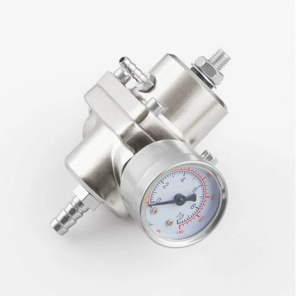 Серебристый Регулируемый регулятор давления топлива FPR 0-140 Psi масляный манометр+ шланг Комплект Универсальный Jdm для Honda CRV - Цвет: Серебристый