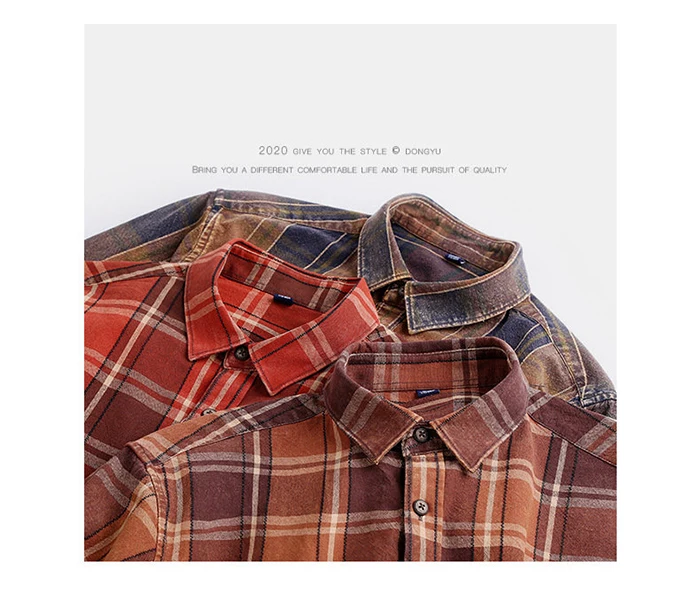 U&SHARK Spring New Mens Plaid Casual Shirts Long Sleeve Cotton Soft Dress Shirt Social Male Retro Style Camiseta Masculina