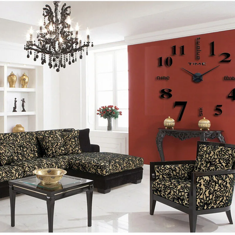 Большие зеркальные настенные часы с номером современный дизайн 3D сделай сам