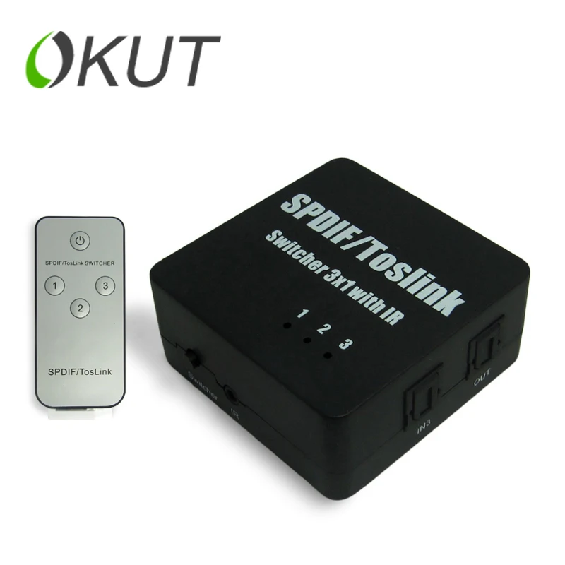 Okut мини оптический цифровой аудио сплиттер адаптер SPDIF TOSLINK 1 в 3 из Поддержка 5.1 DTS